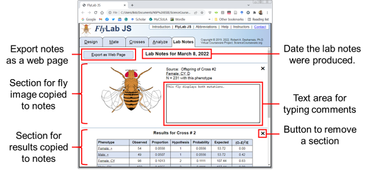 Screen image of the Lab Notes View